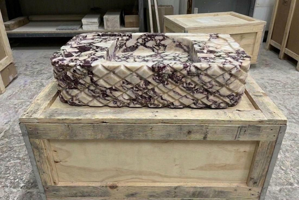 Luxury Pineapple Model Calacatta Viola Marble Vanity Sink - Bathroom Washbasin