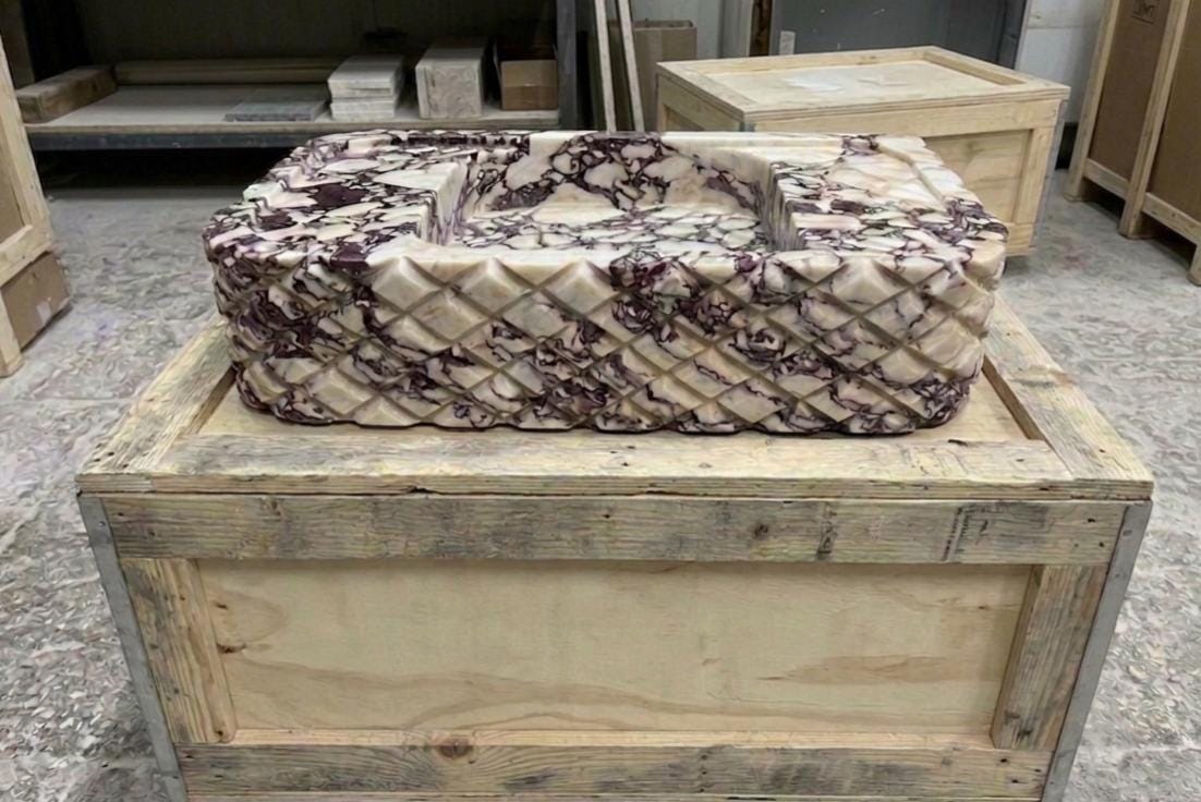Luxury Pineapple Model Calacatta Viola Marble Vanity Sink - Bathroom Washbasin