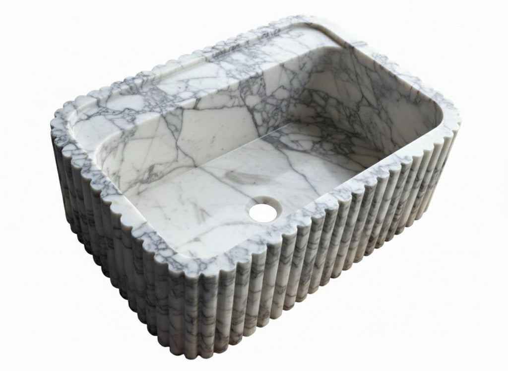 Handcarved Calacatta Viola Marble Sink - Bathroom Washbasin