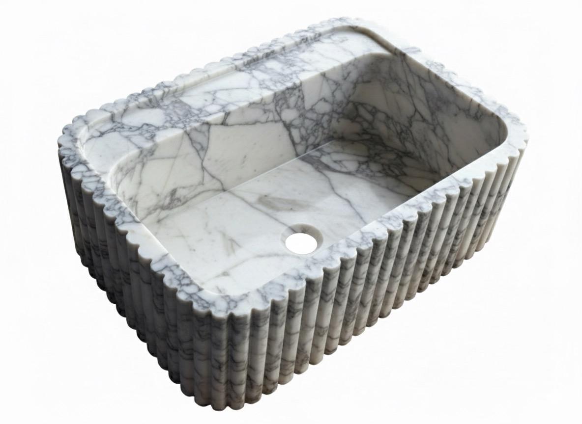 Handcarved Calacatta Viola Marble Sink - Bathroom Washbasin