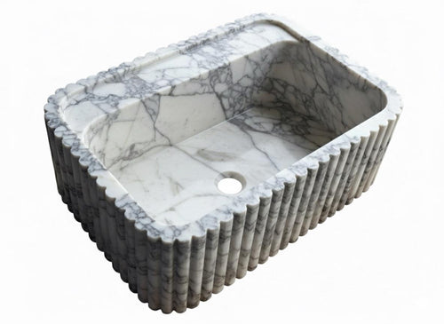 Handcarved Calacatta Viola Marble Sink - Bathroom Washbasin